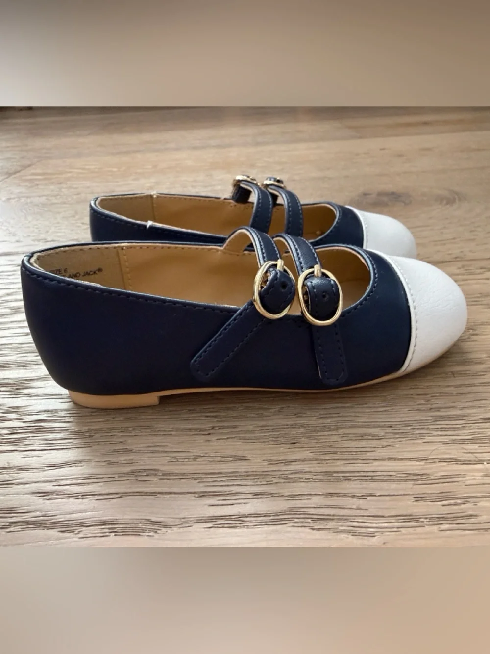 Janie and Jack Classic Navy and White Mary Jane Flats Toddler size 6